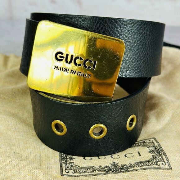 Gucci 90745 Black Pebbled Leather Blondie Belt RARE 70/28 - Picture 1 of 12